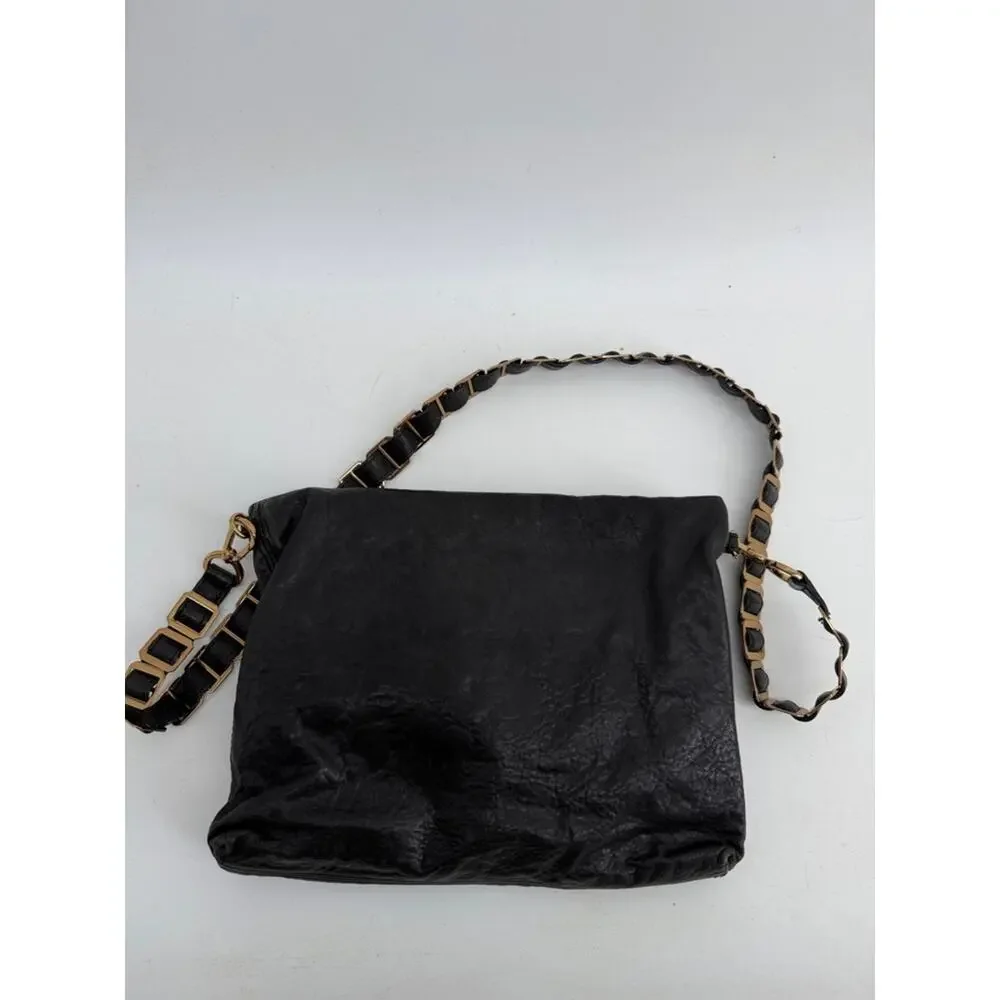 Tory Burch soft leather fold over magnetic closure metal strap crossbody purse